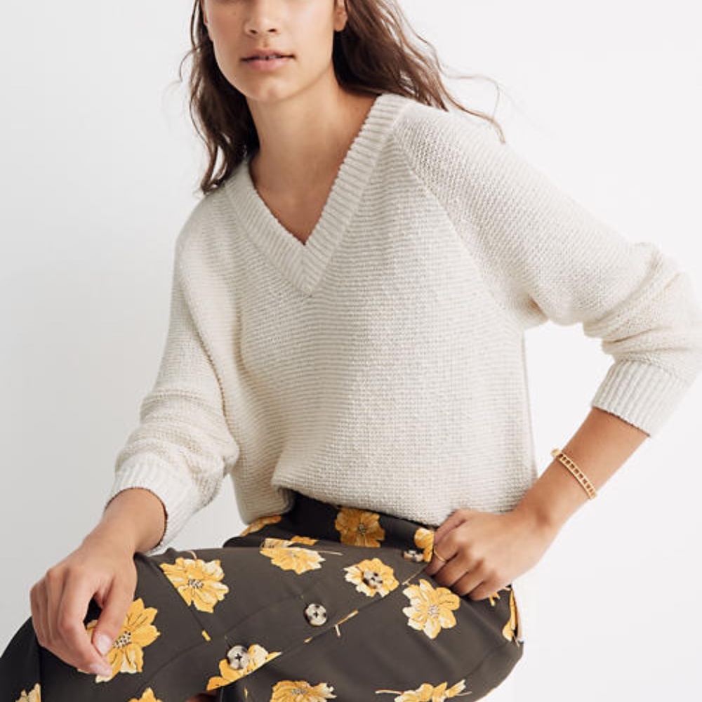 Madewell Arden V-Neck Crop Pullover Sweater